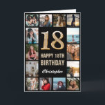 18. Happy Geburtstag Schwarz und Gold Foto Collage Karte<br><div class="desc">18. Happy Birthday Black und Gold Foto Collage Geburtstagskarte. Für weitere Anpassungen klicken Sie bitte auf die Schaltfläche "Anpassen" und verwenden Sie unser Designwerkzeug,  um diese Vorlage zu ändern.</div>