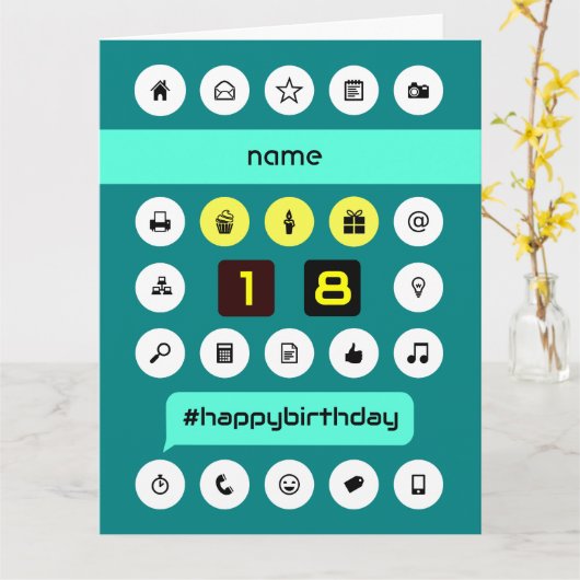 18. Hashtag Computing Geburtstag hinzufügen Namen  Karte (Gelbe Blume)