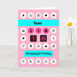 18. Hashtag Geburtstag Smartphone-Symbole hinzufüg Karte