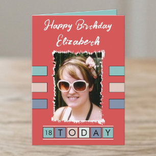18 heute Foto hinzufügen Alter Name rot Geburtstag Karte