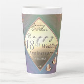18. Hochzeitstag Acquamarine Latte Tasse (Vorderseite)