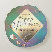 18. Hochzeitstag Acquamarine Rundkissen Rundes Kissen (Rückseite)