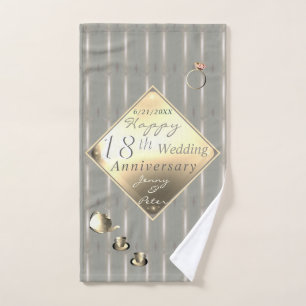 18. Hochzeitstag Porzellan Cat's Auge Badhandtuch Set