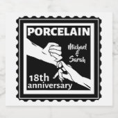 18. Hochzeitstag Porzellan traditionell Bierflaschenetikett (Einzelnes Label)