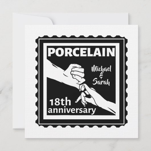 18. Hochzeitstag Porzellan traditionell Einladung (Vorderseite)