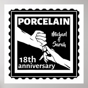 18. Hochzeitstag Porzellan traditionell Poster
