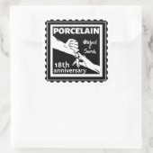 18. Hochzeitstag Porzellan traditionell Quadratischer Aufkleber (Tasche)