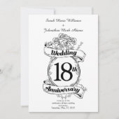 18. Hochzeitstag Schwarze und Weiße Rosen Einladung (Vorderseite)
