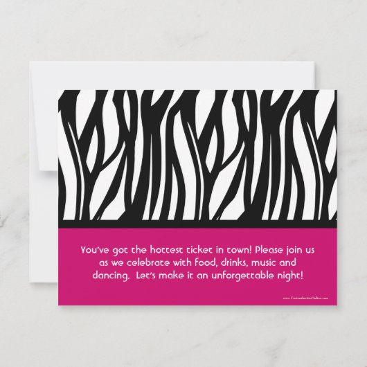 18. Hot Pink Zebra Einladungen (Rückseite)