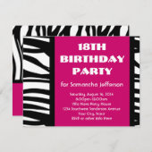 18. Hot Pink Zebra Einladungen (Vorne/Hinten)