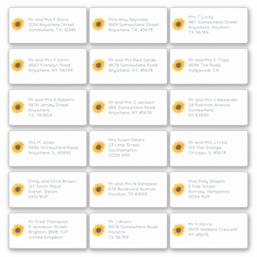 18 Individuelle Namensadresse Hochzeitsgast Sonnen Aufkleber (Vorderseite)