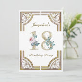 18. Jahr Elegante Gold Geburtstagsparty Einladung (Stehend Vorderseite)