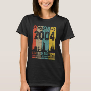 18 Jahre alt Vintage Oktober 2004 18. Geburtstag T-Shirt