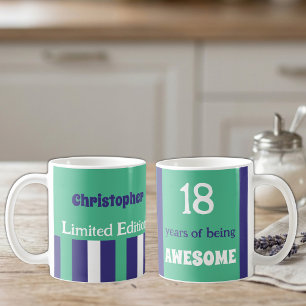 18 Jahre großartig Name grün lila Kaffeetasse