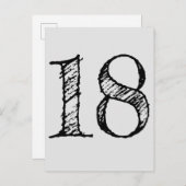 18 Jahre Nummer 18 Einladungspostkarte (Vorne/Hinten)