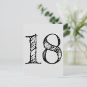 18 Jahre Nummer 18 Einladungspostkarte (Stehend Vorderseite)