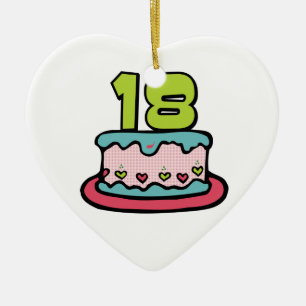 18 Jährig-Geburtstags-Kuchen Keramik Ornament