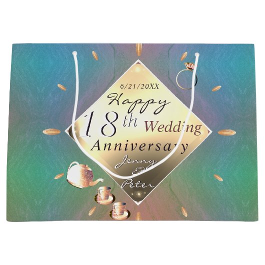 18. Jubiläum Acquamarine (Farbe) Geschenktasche Große Geschenktüte (Vorderseite)