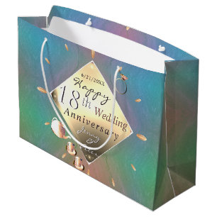 18. Jubiläum Acquamarine (Farbe) Geschenktasche Große Geschenktüte