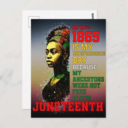 18. Juni 1865 Mein Unabhängigkeitstag Postkarte (Vorne/Hinten)