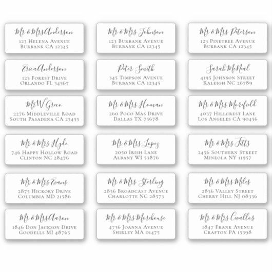 18 Labels für individuelle Name des Skripts (Vorderseite)