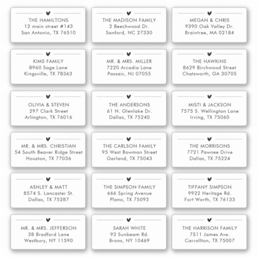 18 Moderner Hochzeitnehmer Individuelle Adresse Aufkleber (Vorderseite)