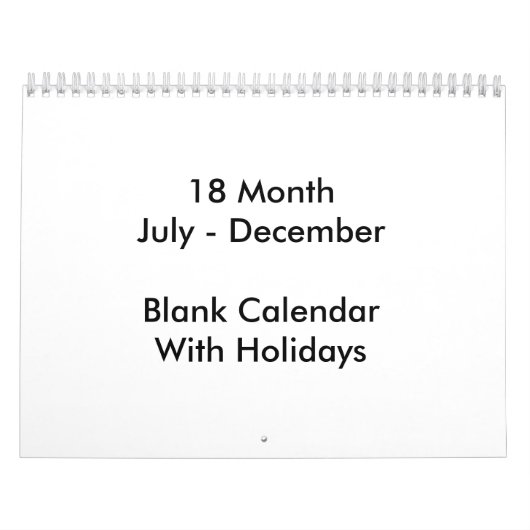 18 Monate Blanker Kalender mit Feiertagen (Titelbild)