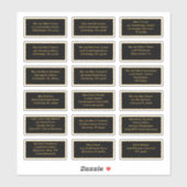 18 Name des Empfängers Anschrift Gold Black Aufkleber (Blatt)