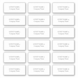 18 Name des Gastes und Unternehmen Aufkleber