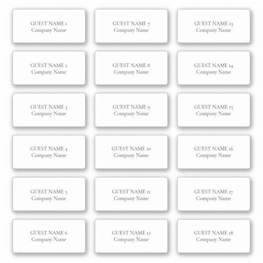 18 Name des Gastes und Unternehmen Aufkleber (Vorderseite)