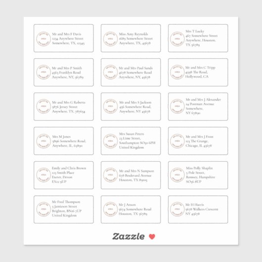 18 Namensadressen für das Serif-Business-Logo Aufkleber (Blatt)