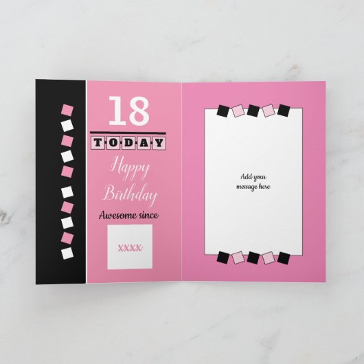 18. noch phantastisches rosa und schwarz Geburtsta Karte (Innenseite)