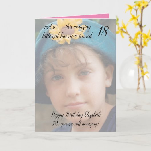 18. noch phantastisches rosa und schwarz Geburtsta Karte (Gelbe Blume)