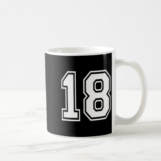 18 Number Eighteen Team Sports Graphic Matching Va Kaffeetasse (Rechts)