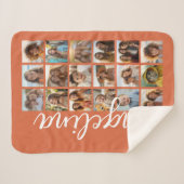 18 Photo Collage with Large Script - Terra Cotta  Sherpadecke (Vorderseite (Horizontal))