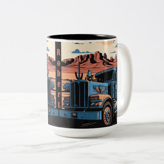 18 Rad-Simi-Trailer Personalisiert Zweifarbige Tasse (VorderseiteRechts)
