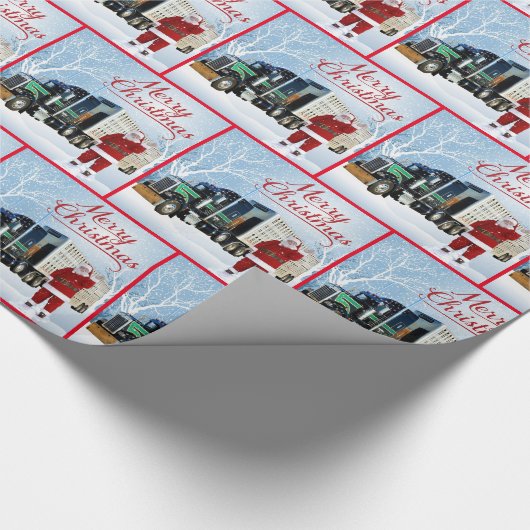 18 Radfahrzeuge und Viehanhänger Weihnachten Geschenkpapier (Ecke)
