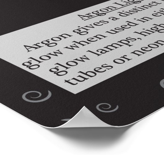 18. Regelmäßige Argon (Ar) Tabelle der Elemente Poster (Ecke)