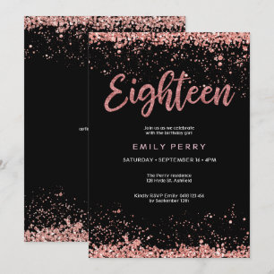 18. Rose Gold Glitzer Einladung