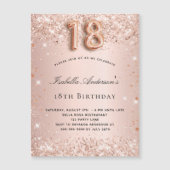 18. Rose Gold Glitzer Magnet Einladung (Vorderseite)