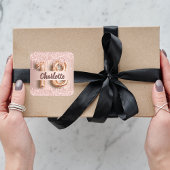 18. Rose Gold Glitzer Monogramm Luxus Quadratischer Aufkleber