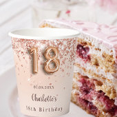 18. Rose Gold Glitzer Monogramm Name Pappbecher