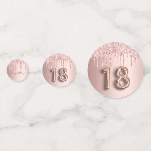 18. Rose Gold Glitzer Rosa Monogramm Konfetti (Rückseiten)