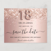 18. Rose Goldblush Save the Date Karte (Vorderseite)