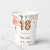 18. Rose Goldfloralen Pappbecher (Rückseite)