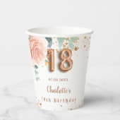 18. Rose Goldfloralen Pappbecher (Vorderseite)