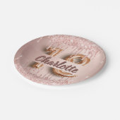 18. Rose Goldname Tropfen Pappteller (Schrägansicht)