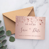 18. Rose Goldsterne Save the Date Postkarte