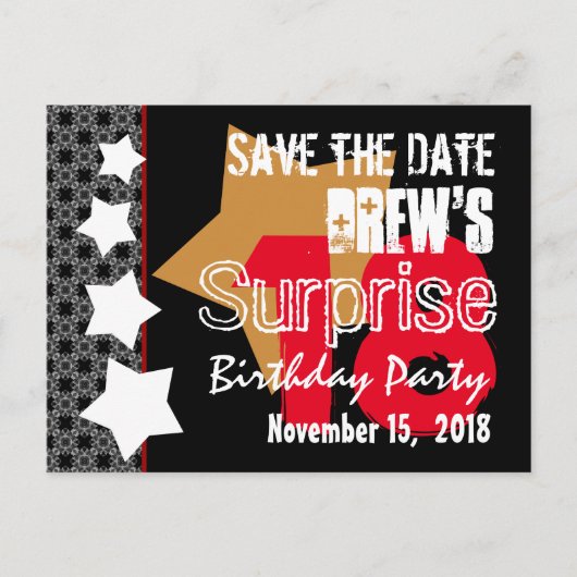 18. Save the Date Moderner Geburtstag A07 Ankündigungspostkarte (Vorderseite)