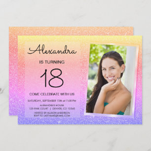 18. Sparkle Glitzer Luxus Rosa, Gold Lila Einladung